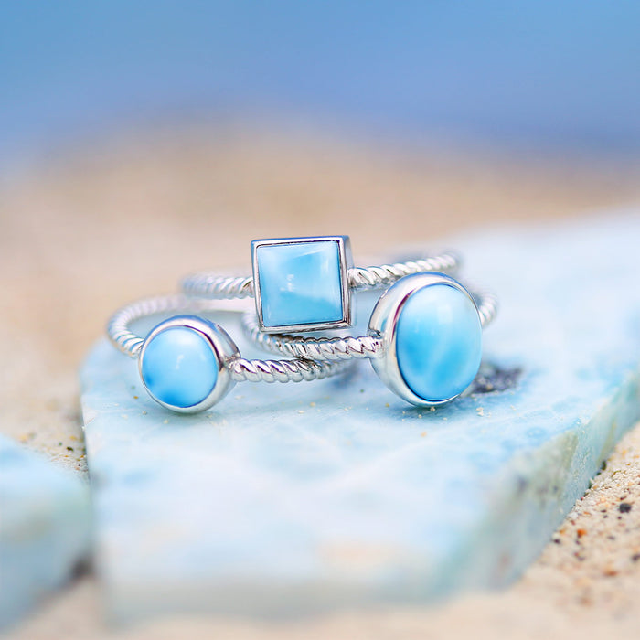 Square Rope Stacker Ring - Larimar