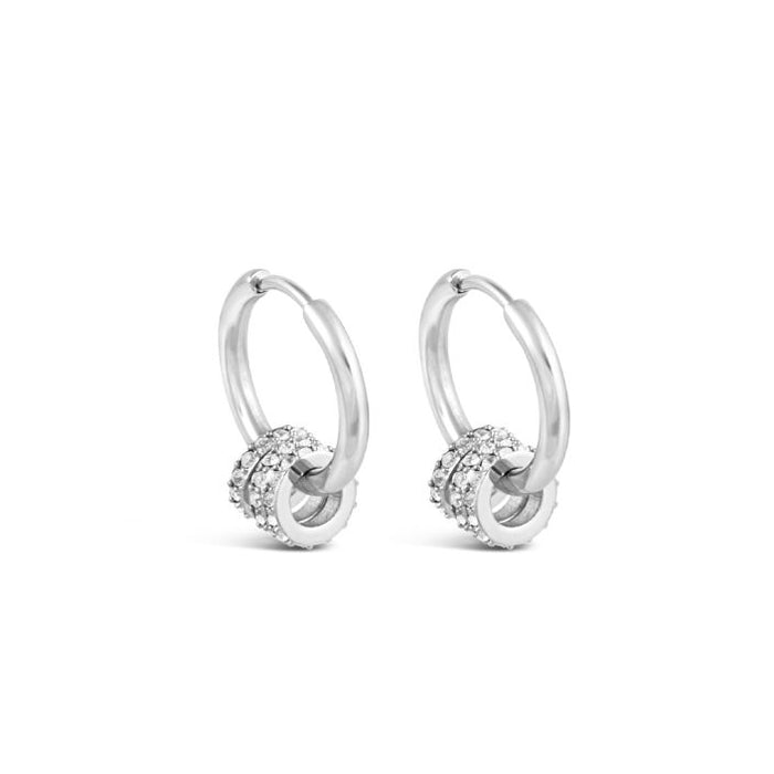 MT - Three Ring Hoop Earrings Platinum