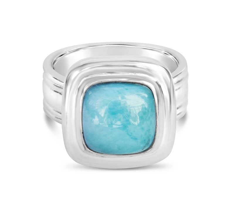 Cushion Cut Nautical Ring - Larimar