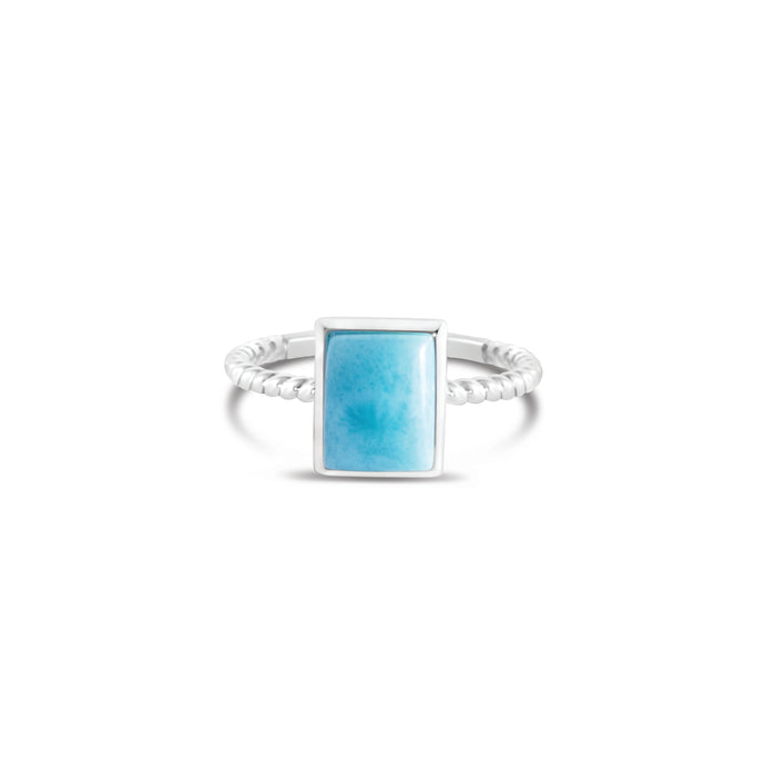 Rectangle Rope Stacker Ring - Larimar